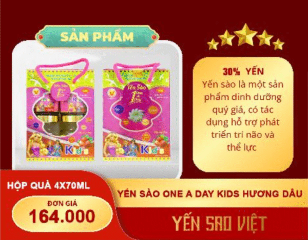 Yến sào ONE A DAY KIDS hương dâu Hộp quà 4x70ML