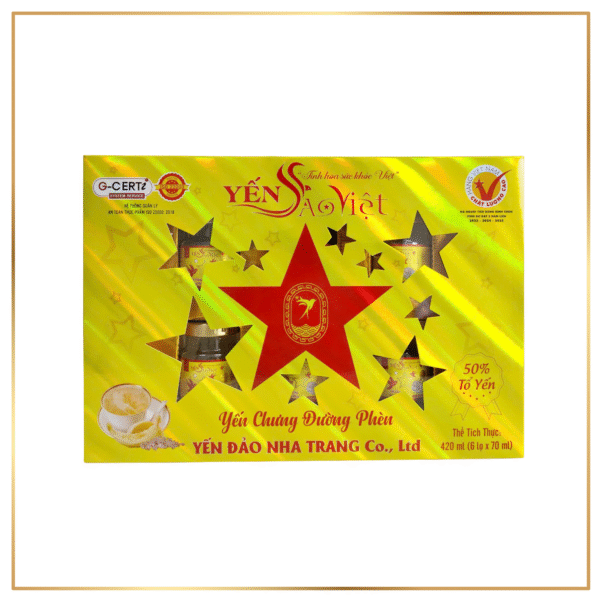 Yến chưng đường phèn hàm lượng 50% Yến hộp quà (6 hũ x 70ml)